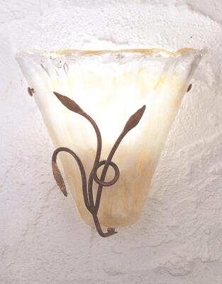Applique classica decoro ferro bronzato vetro sfumato ambra FLY10/61 ALTARTE OUTLET LUCI