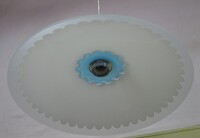 Lampadario a piatto da 40cm in vetro bianco e fiore azzurro 01064/PD40 VALERIE ELESI LUCE