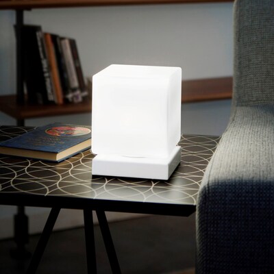 Lampada comodino abat jour LED touch quadra piccola bianca 42816 FABAS