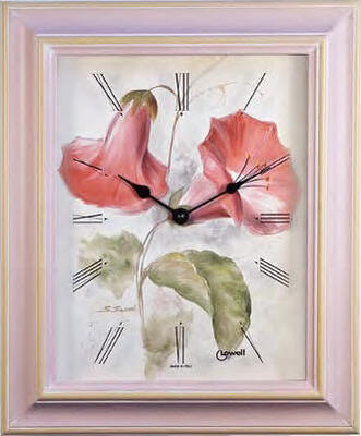 Orologio parete con cornice rosa e fiori 05916 LOWELL