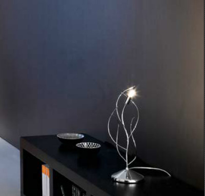 Lampada da tavolo abat jour cromata 1 luce con rami cromati  41743