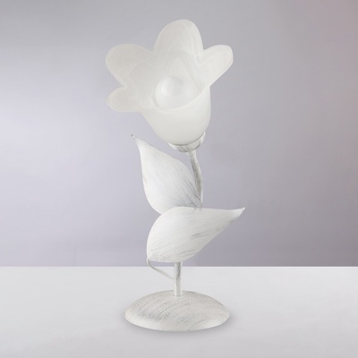 Abat-jour fiore vetro bianco mazzolino bianco e argento  42397