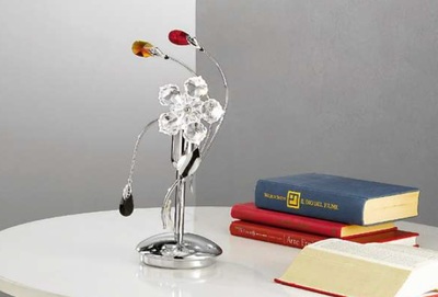 Lampada da tavolo abat-jour comodino cromata con gocce cristallo colorate  41687