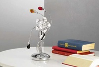 Lampada da tavolo abat-jour comodino cromata con gocce cristallo colorate  41687