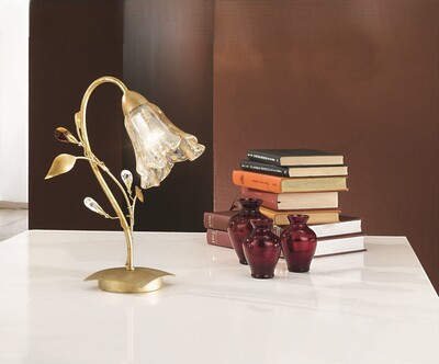 Lampada da tavolo o comodino gocce foglioline oro francese  45335