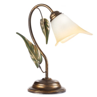Lampada da tavolo classica 1 luce fogli e vetro calla sfumato ambra CALLA AMBRA L1 LUCI CLASSICHE
