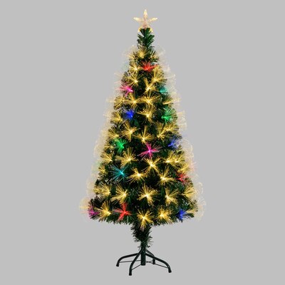 Albero di Natale pronto a fibre ottiche e 135 luci led RGB alto 130 cm 48157 NATALE LUCI E COLORI