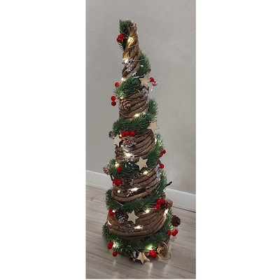 Albero Natale a cono filo intrecciato luci led bianco caldo a batteria  42580