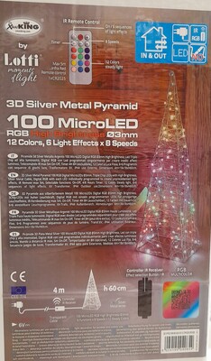 Albero di Natale a piramide con 100 gocce luci led colorate RGB alto 60cm 40854 NATALE LUCI E COLORI