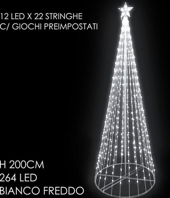 Albero di Natale con luci alto 2 metri luce bianco freddo giochi luce 41014 NATALE LUCI E COLORI