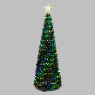 Albero di Natale verde luminoso 304 luci led colorati RGB alto 180cm 67905 NATALE LUCI E COLORI