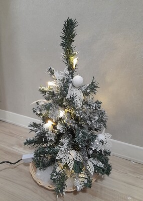 Albero di Natale piccolo con luci e decori argento per interno 39764 NATALE LUCI E COLORI