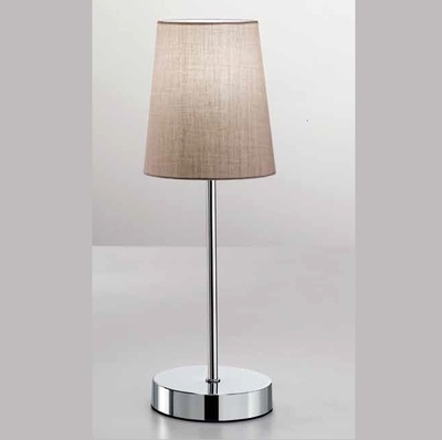 Lampada da tavolo tortora e base cromata stile moderno 6506TO PERENZ