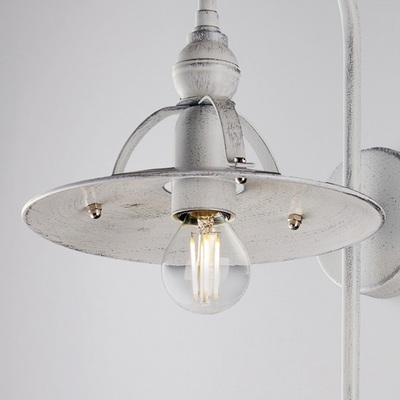 Applique metallo bianca effetto antichizzato argento con braccio lungo design vintage CANTINA LUCI E