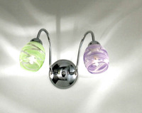 Applique 2 luci braccetti fissi vetro verde e lilla CAMILLA AP2 LV DUE P