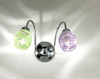 Applique 2 luci braccetti fissi vetro verde e lilla CAMILLA AP2 LV DUE P