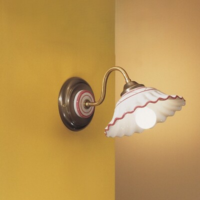 Applique in ceramica bianco lucido decoro rosso  45504