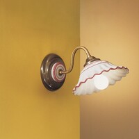 Applique in ceramica bianco lucido decoro rosso  45504