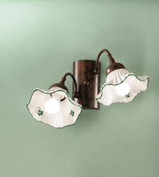 Applique doppia verde country con diffusori in ceramica sfalsati ANNA/AP2/VER DUE P