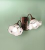 Applique 2 luci decoro blu in ceramica onde pliss&egrave; bracci sfalsati  45309