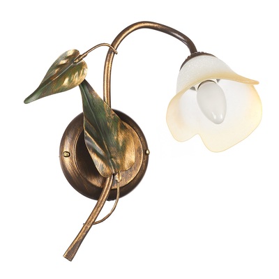 Applique classica da parete bronzata vetro a calla sfumato ambra CALLA AMBRA A1 40709 LUCI CLASSICHE