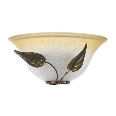 Applique classica vaschetta decoro foglie sfumate verdi e vetro sfumato ambra 40568 LUCI CLASSICHE