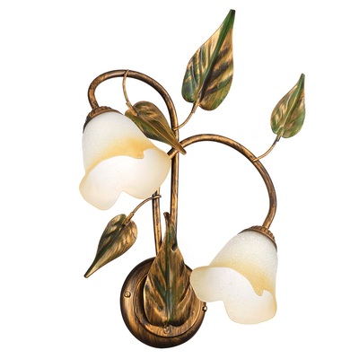 Applique da parete classica 2 luci vetro a calla ambrato CALLA AMBRA A2 40707 LUCI CLASSICHE
