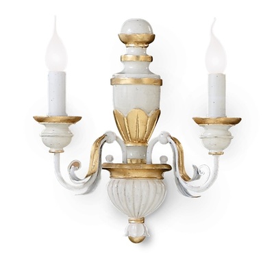 Applique pareti classiche eleganti bianco oro 2 luci FIRENZE AP2 BIANCO IDEAL LUX