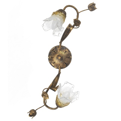 Plafoniera o applique classica bronzata 2 luci vetro ambrato 41208 LUCI CLASSICHE