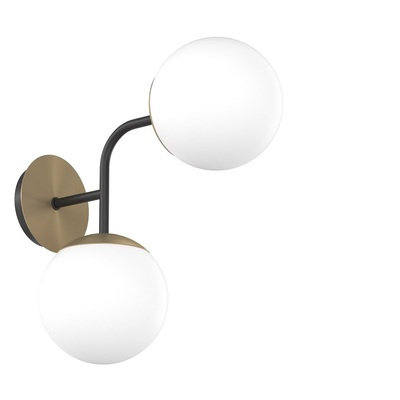 Applique 2 vetri palline bianche design curva 90 1198/A2 CLEAR TOP LIGHT