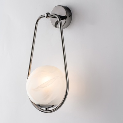 Applique nera goccia di luna in vetro bianco alabastro - Stile industrial-chic AFRODITE LUCI E COLOR