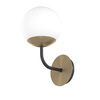 Applique sferetta vetro bianca 1 luce design curva 90 nero ottone 1198/A1 CLEAR TOP LIGHT
