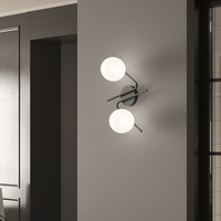 Plafoniera o applique design semplice 2 luci a sfera zig zag nera 1201/2-NE HOLLY TOP LIGHT