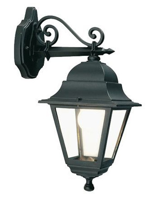 Applique da esterno lanterna in basso pressofusione alluminio nero e vetro h42 988/06 SOVIL