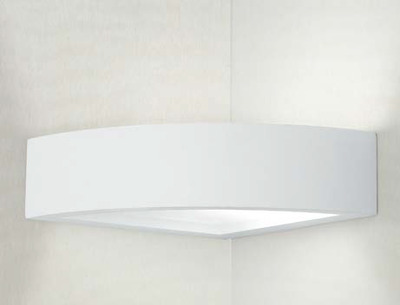 Lampada da parete ad angolo in gesso verniciabile 38476 LUCI GESSO