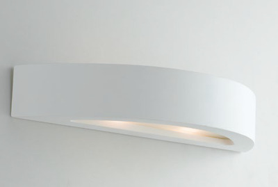 Applique luce sopra e sotto a semicerchio in gesso bianco verniciabile 30cm 39718 LUCI GESSO