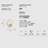 Misure Applique LED 23x25 oro design cerchi concentrici sfalsati