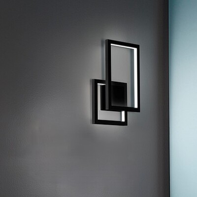 Applique nera atmosfera design led due riquadri luce indiretta 6598-N-CTD PERENZ