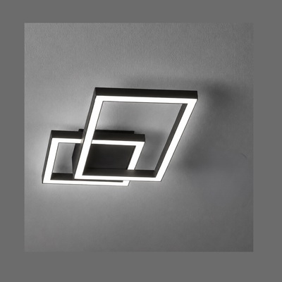 Applique plafoniera nera piccola luce diretta led due riquadri CCT 8058 N CTD PERENZ