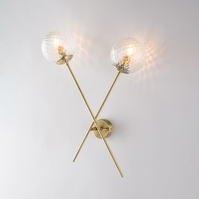 Applique moderna bronzata 2 luci incrocio di linee e sfere 43659 DEMETRA LUCI MODERNE