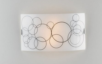 Applique a parete in vetro bianco decoro con cerchi neri 2 luci E27 39186 LUCI MODERNE
