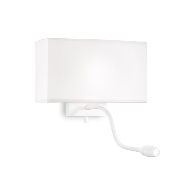 Applique tutta bianca tessuto e luce lettura direzionabile LED HOTEL AP2 TOTALE BIANCO IDEAL LUX