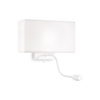 Applique tutta bianca tessuto e luce lettura direzionabile LED HOTEL AP2 TOTALE BIANCO IDEAL LUX