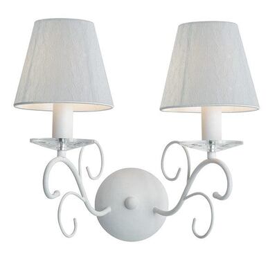 Applique doppia ghirigori piattino cristallo paralume bianco 42353 LUCI MODERNE