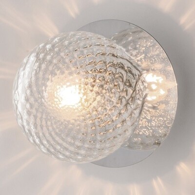 Applique moderna piccola sfera trasparente vetro decorato base cromo 43679 ARMONIA LUCI E COLORI