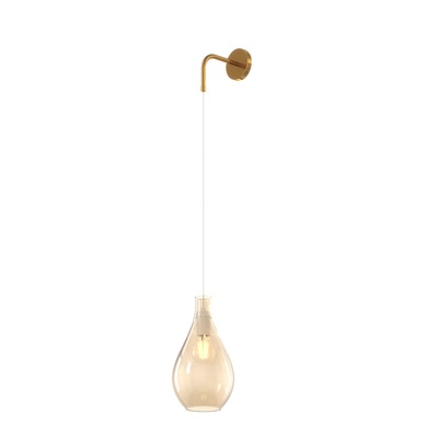 Applique design parete ottone satinato vetro ambra a goccia filo lungo 1193OS/A-AM TOP LIGHT