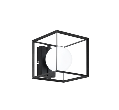 Applique quadrata nera metallo con pallina in vetro bianca 6691N PERENZ