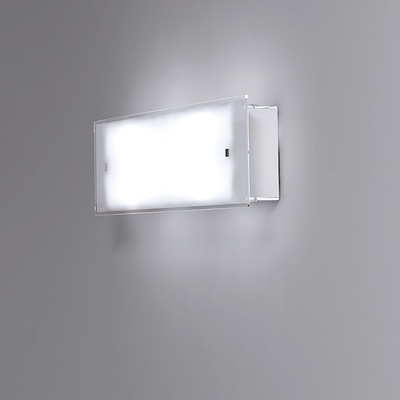 Lampada parete lineare vetro bianco lucido bordo trasparente larga cm 42 1122/AM BRICK TOP LIGHT