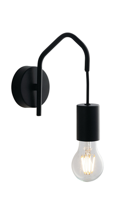 Lampada a parete metallo nero opaco filo che scende E27 39808 LUCI MODERNE
