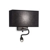 Applique a parete in tessuto con luce lettura LED nera flessibile HOTEL AP2 TOTALE NERO IDEAL LUX